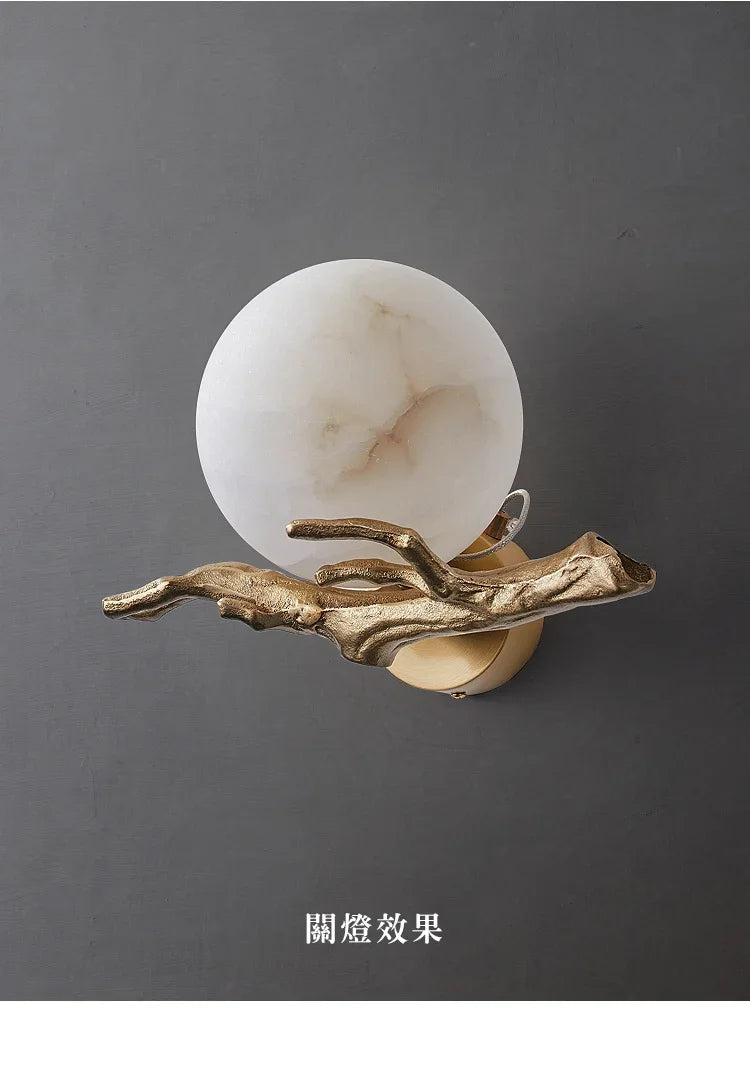 Italian Marble Waterproof Wall Lamp Brass LED Porch Light