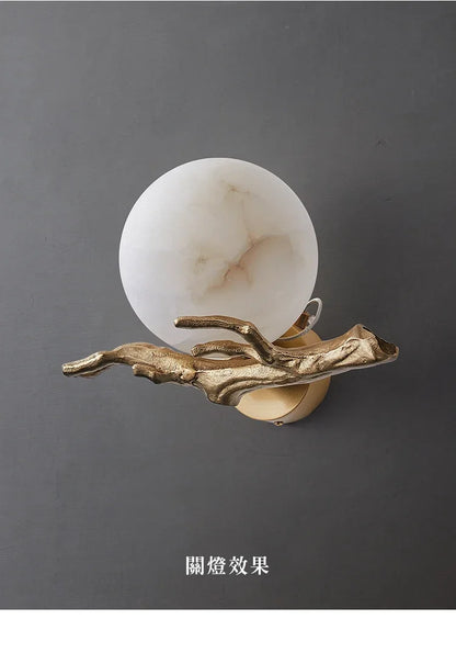 Italian Marble Waterproof Wall Lamp Brass LED Porch Light