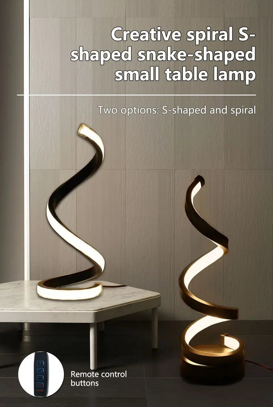 LED Night Light Spiral Table Lamp Modern Bedside Lamps