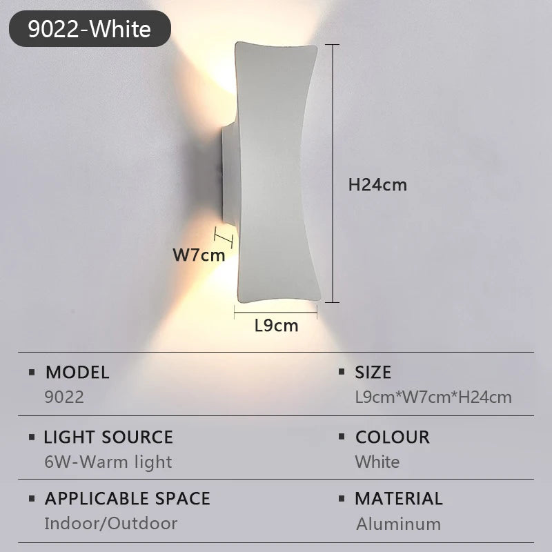 LED Wall Lamp Indoor and Outdoor IP65 Waterproof White/black Modern