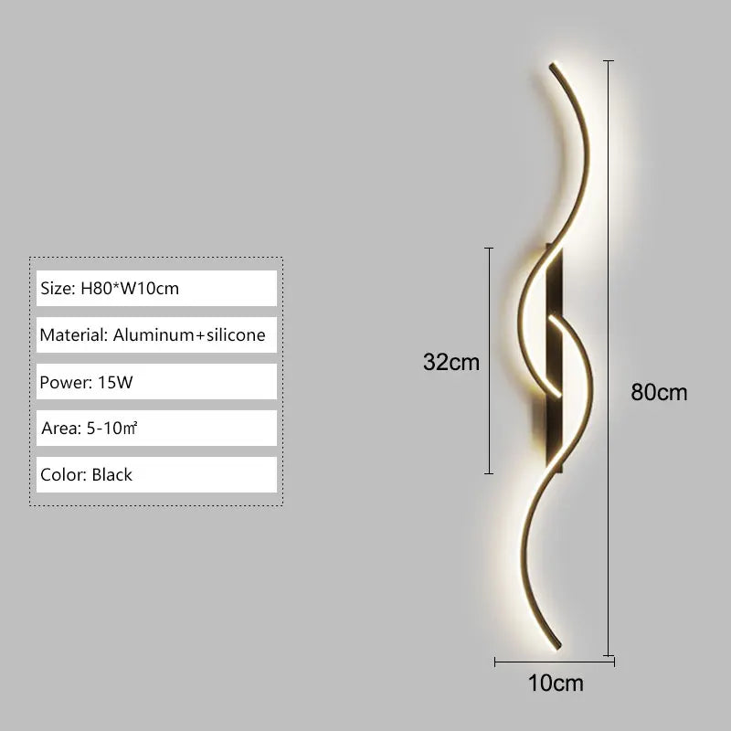 Long Strip LED Wall Lamps for Bedroom Living Room Indoor
