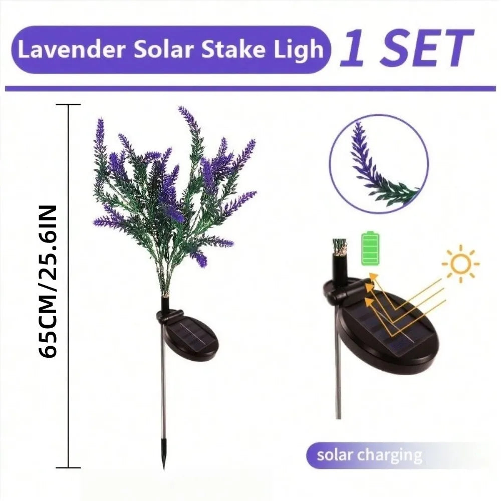 1PC Solar Lavender Flower Lights Purple LED Waterproof Decorative