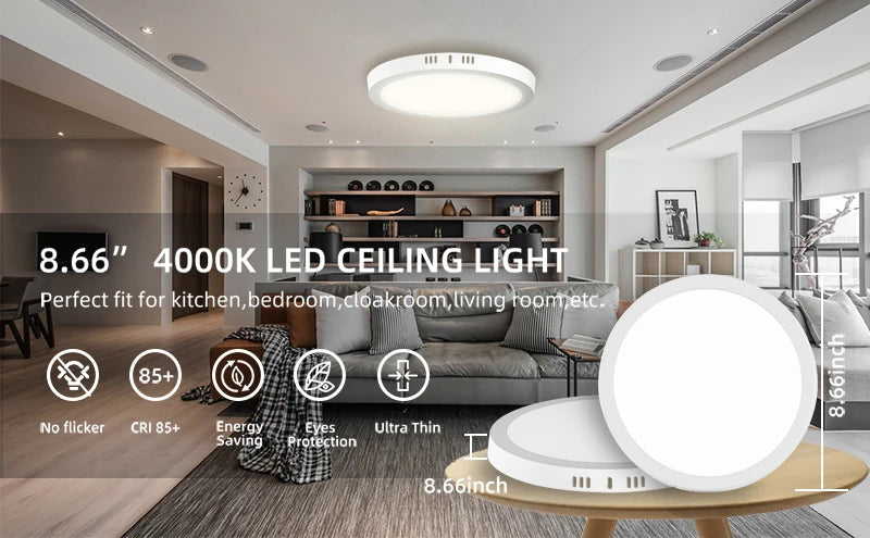 Led Ceiling Lights Fixture 110V 220V Ultra Thin Panel Lamp