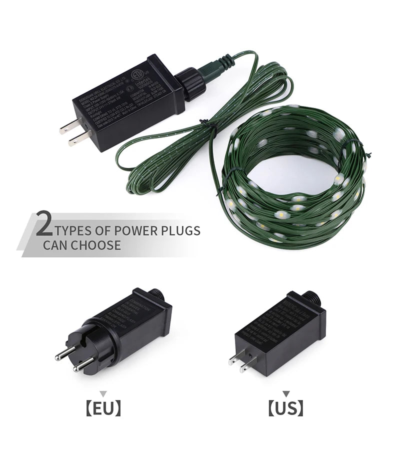 24V LED Christmas lights Green Wire Leather Fairy Lights String
