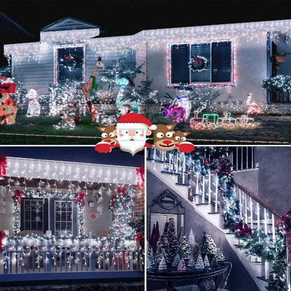 Christmas Lights Outdoor Waterproof Solar Curtain Icicle Lights