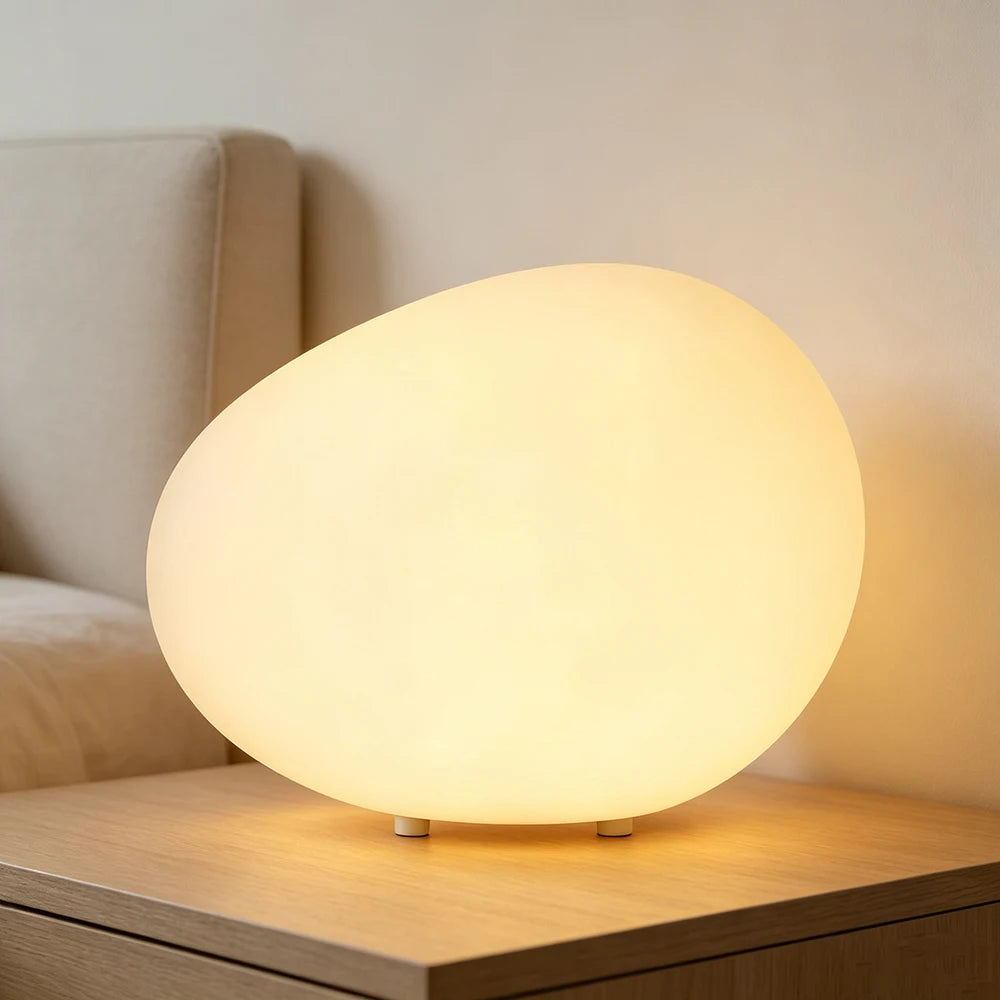 Round Stone-Shaped Modern Bedroom Study Atmosphere Desk Lamp