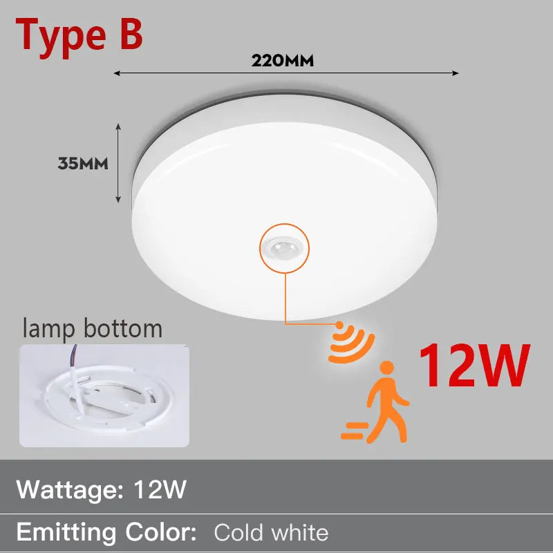Radar LED Ceiling Lights LED PIR Motion Sensor Light