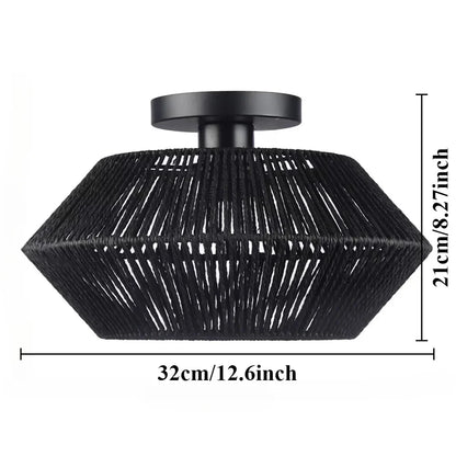 1pc Handwoven Rattan Lamp Chandeliers - Semi-Flush Mount
