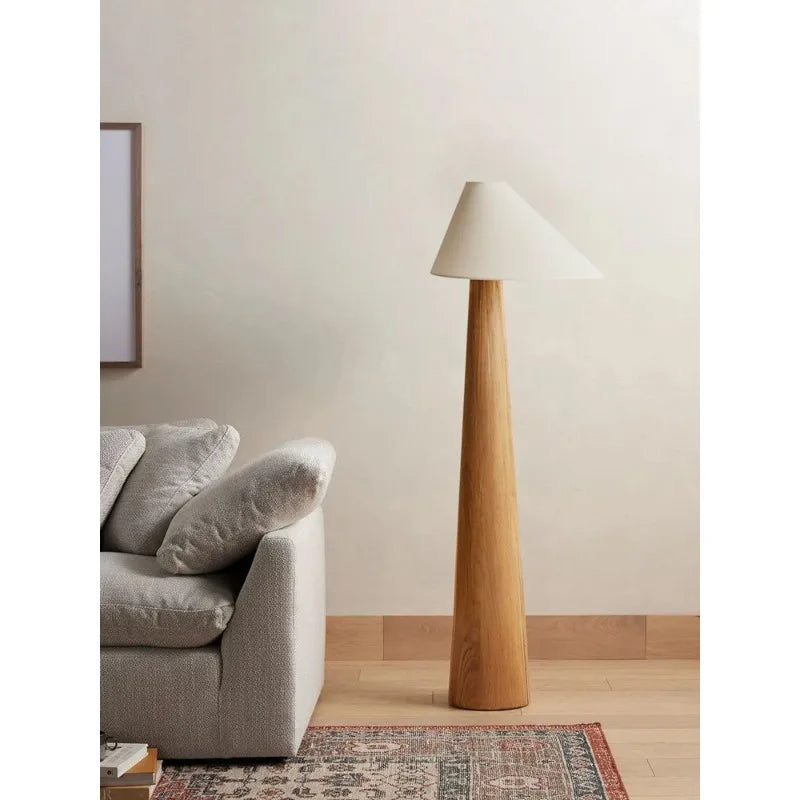 Wabi Sabi Zen Solid Oak Wood Conical Floor Lamp