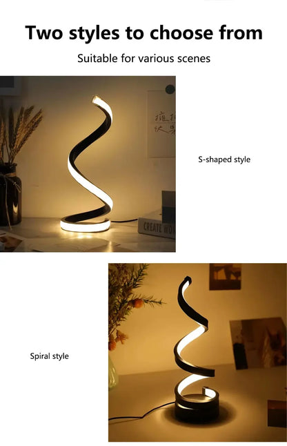LED Night Light Spiral Table Lamp Modern Bedside Lamps