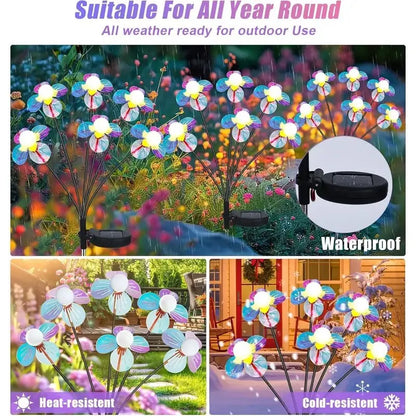 Solar Firefly Flower LED Lights Outdoor Waterproof 2 Modes Decoration