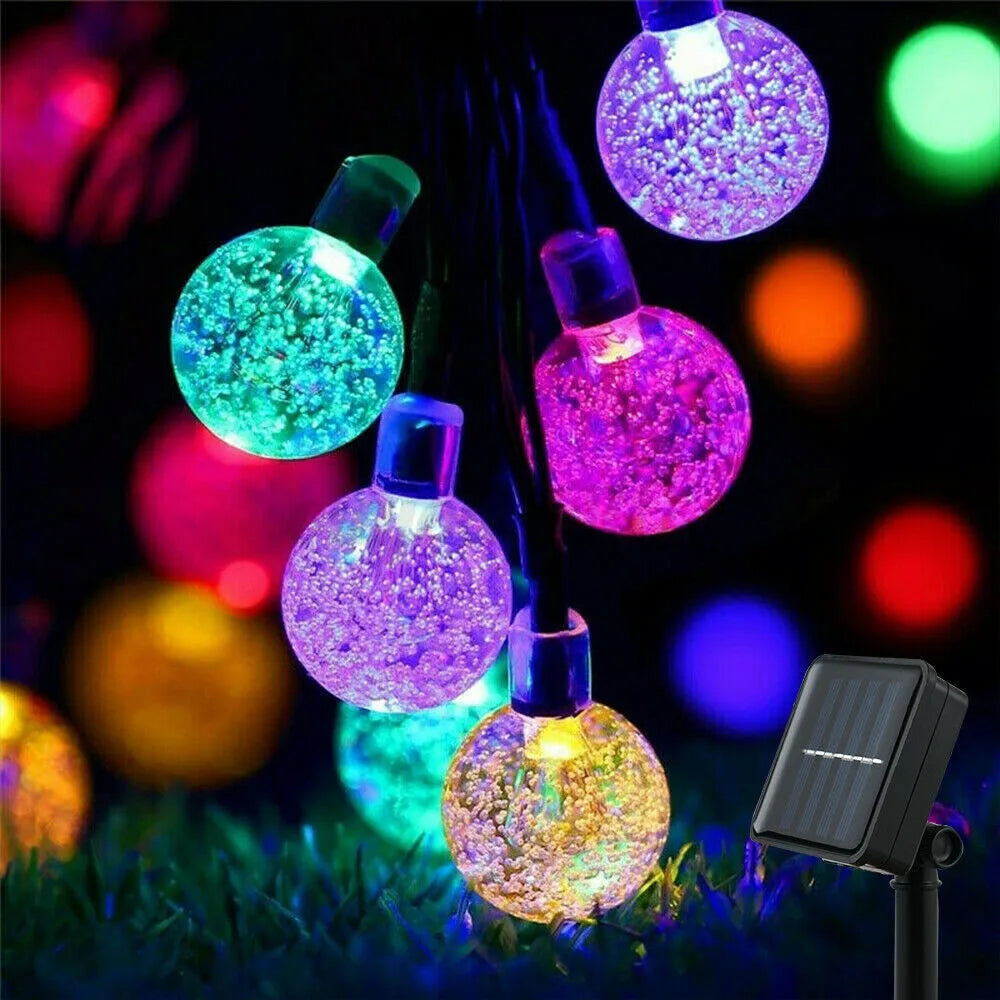 LED Solar Powered Crystal Ball Fairy String Lights Garden