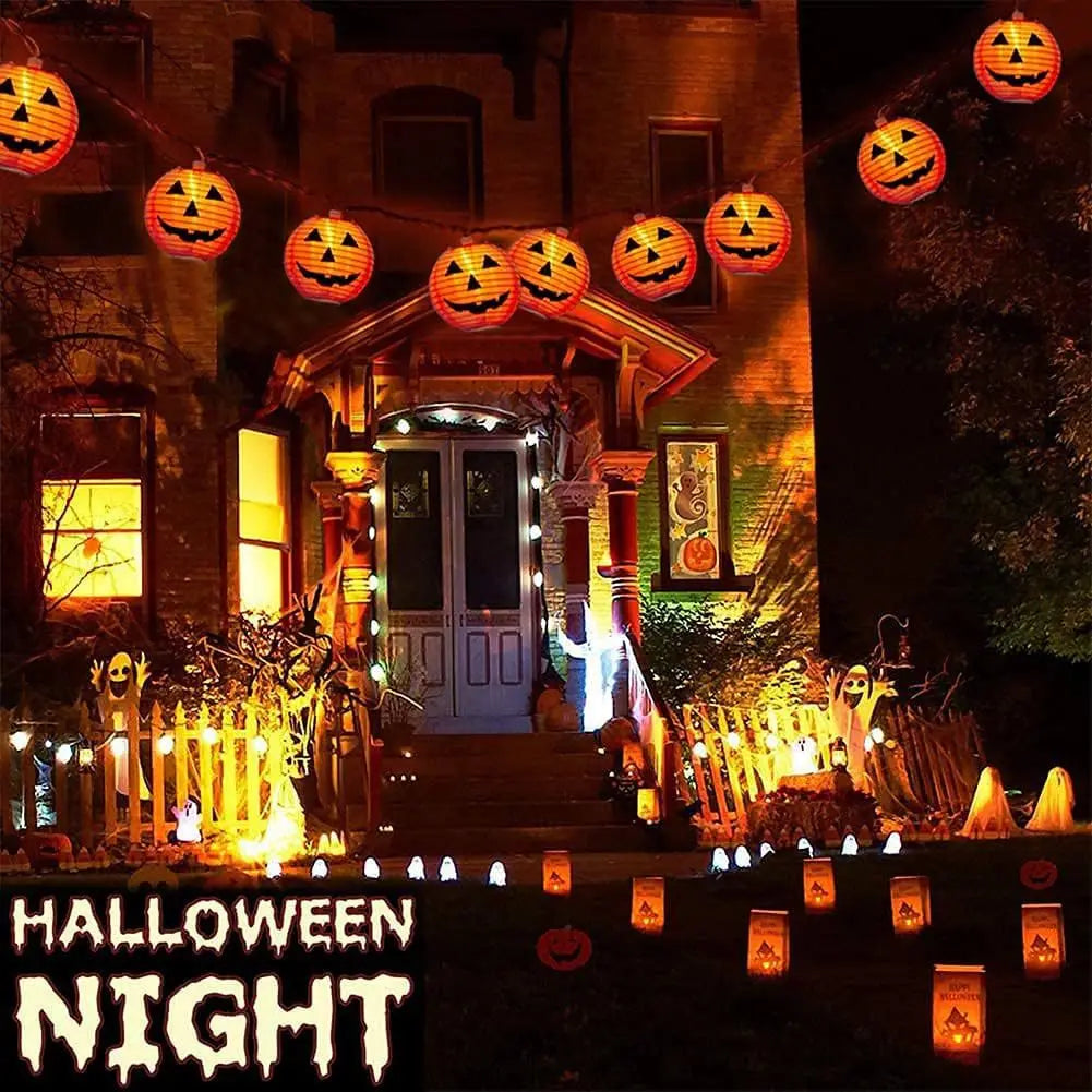 Halloween Pumpkin Lantern Solar String Lights Outdoor