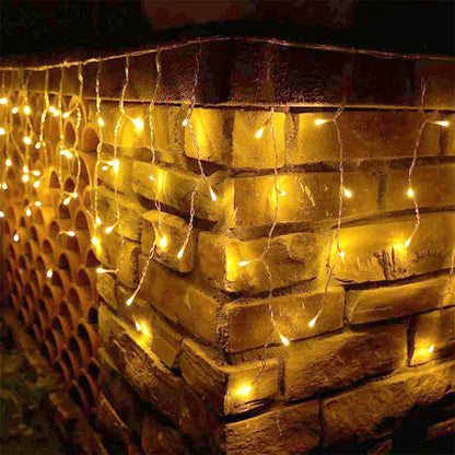 5.5M/9M Solar Curtain Icicle Light Outdoor Eaves Decor String Lights