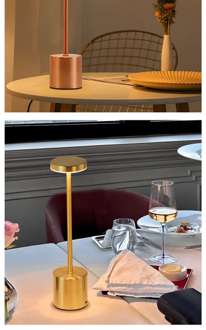 Simple LED Rechargeable Touch Metal Table Lamp Three Colors