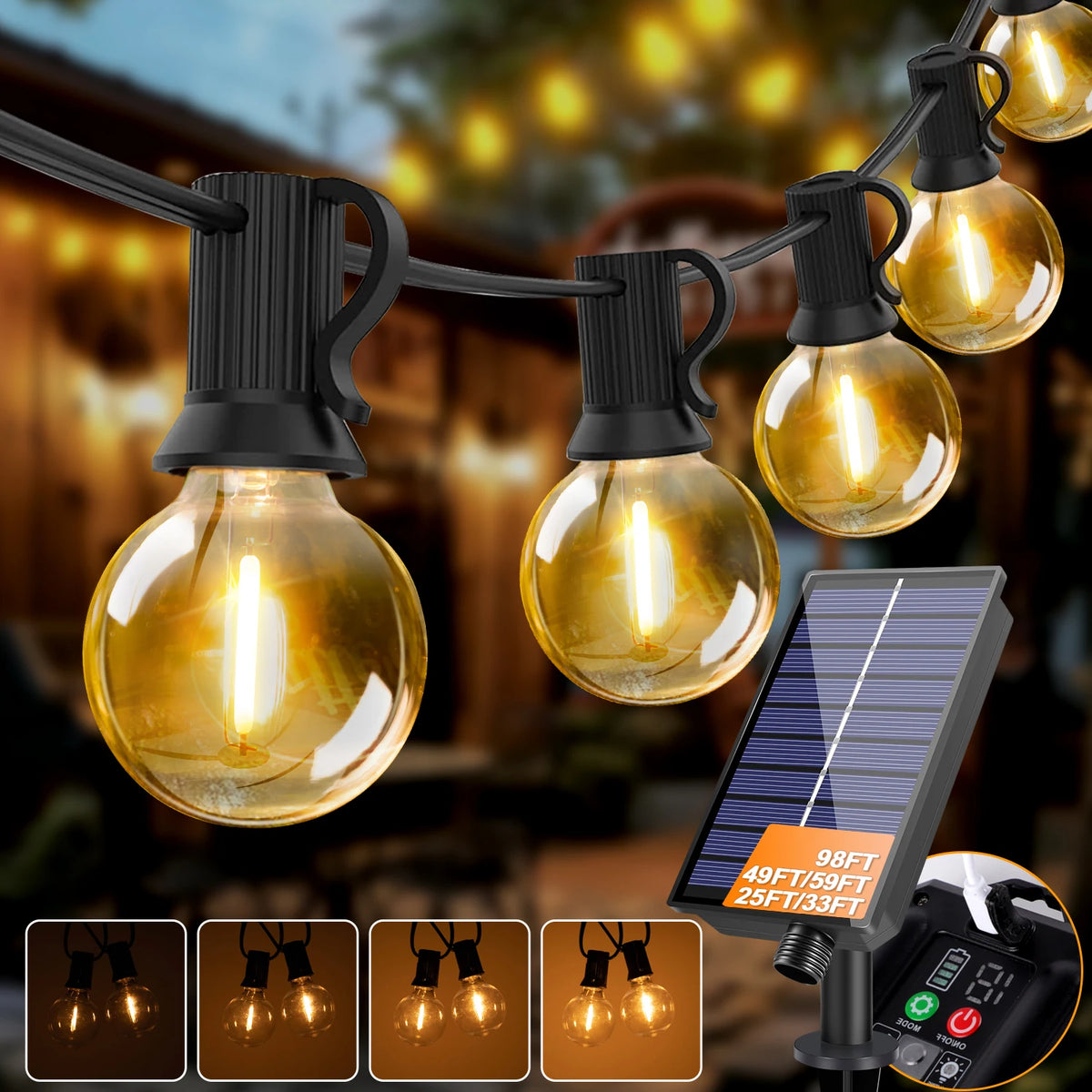 Waterproof Shatterproof Solar Hanging Lights for Backyard Bistro Decoration Light