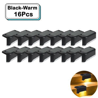 Outdoor Solar Step Lights Warm White LED Waterproof Stair Path Lighting