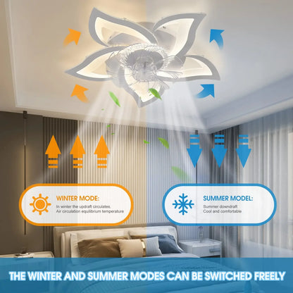 IRALAN Ceiling Fan with Lights Modern Dimmable Flower Shape