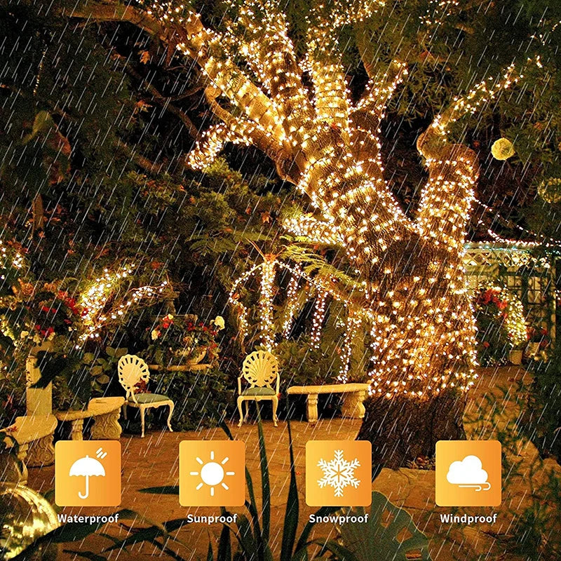8Modes Solar String LED Fairy Lights Garland Festoon Outdoor