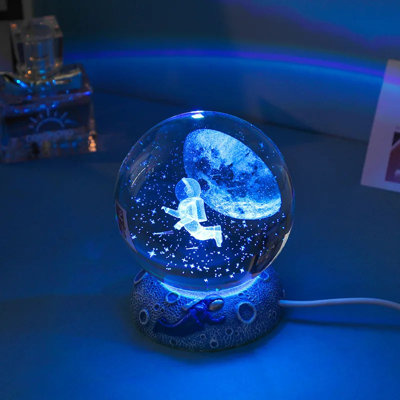 New Crystal Ball Night Light Ornament Luminous Resin Base Glass