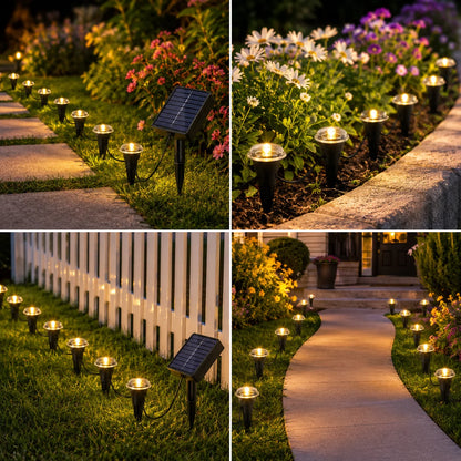 Solar Powered Ground Stake Pathway Lights Warm Glow Garden
