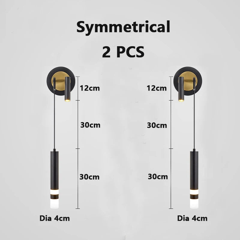 LED Wall Lamp Nordic Double Head Adjustable Wall Lights