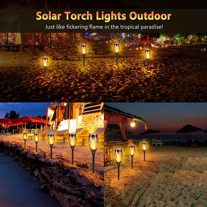 Solar Garden Flame Lights Flickering Flame Lamp Outdoor Lawn Light