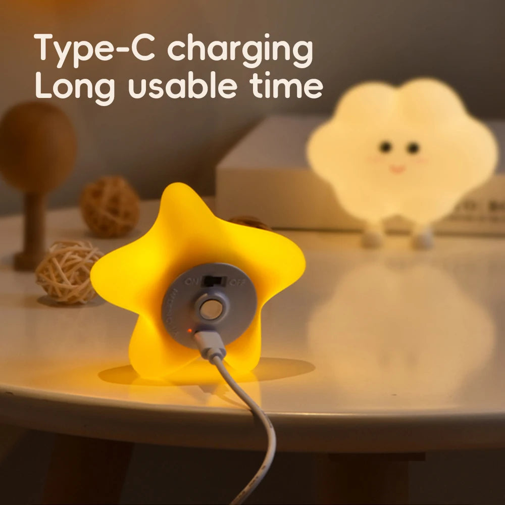 Silicone Star Moon Night Light Rechargable Sleeping Wall