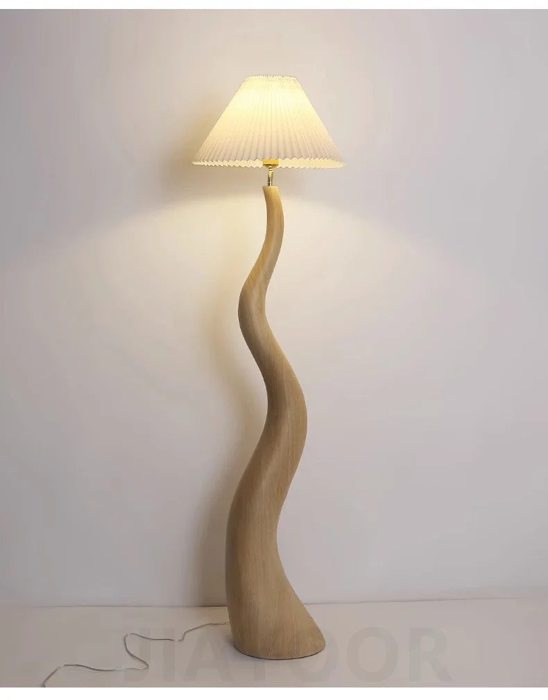 Vintage Living Room Floor Lamp Nordic Mushroom Wood Grain Light