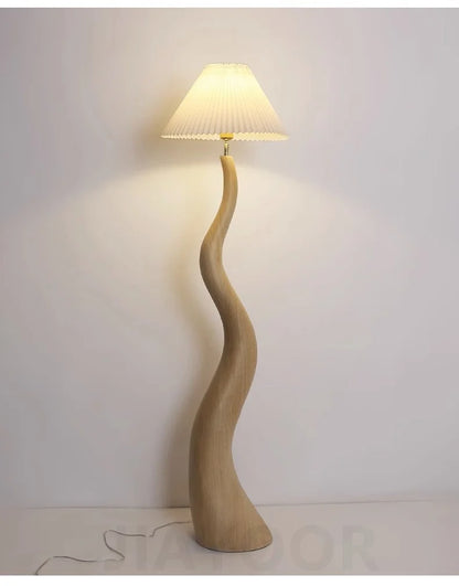 Vintage Living Room Floor Lamp Nordic Mushroom Wood Grain Light
