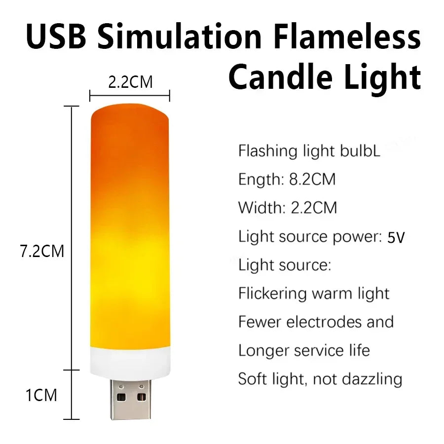 USB LED Night Lamp Simulated Flame Bulbs Night Light Flame Light