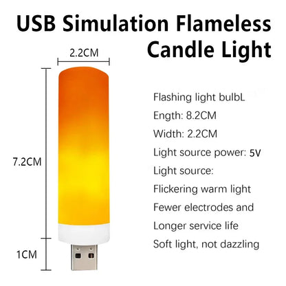 USB LED Night Lamp Simulated Flame Bulbs Night Light Flame Light
