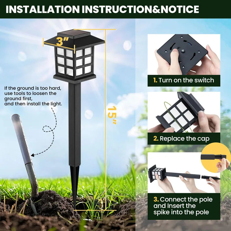 8 Pack Solar Pathway Garden Lights Outdoor Waterproof
