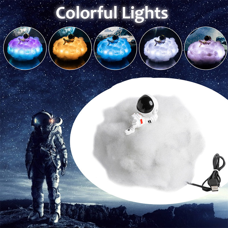 LED Colorful Clouds Astronaut Lamp With Rainbow Effect As Night Light