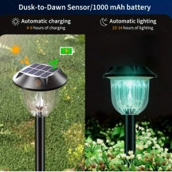 2 Pack RGB Outdoor Solar Pathway Lights IP65 Waterproof