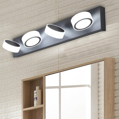 LED Modern Black 4 Light Vanity Light Fixture Mirror