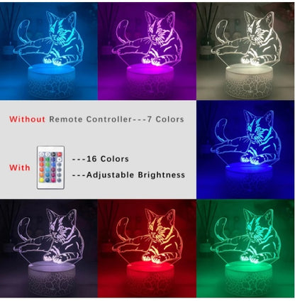 Cat Series 3D Desk Lamp USB Colorful Gradient Touch Light