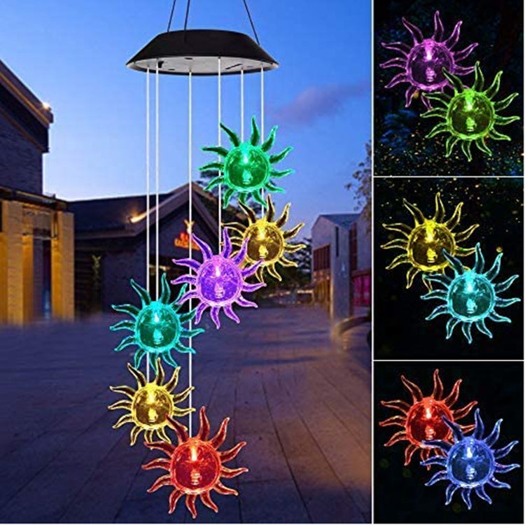 Outdoor Solar Wind Chime Lamp Hummingbird Butterfly Ball