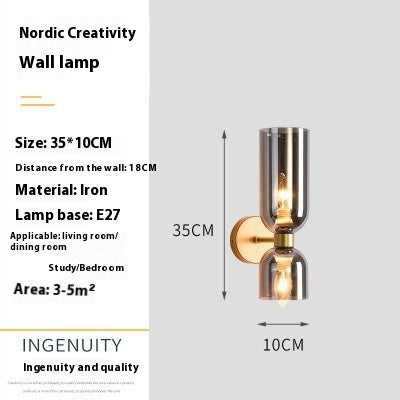 Simple Double-headed Glass Bedside Wall Lamp