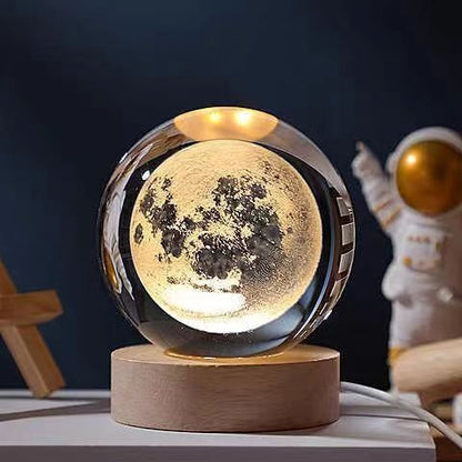 Crystal Ball 3D Inner Carved Solar System Glowing Night Lights