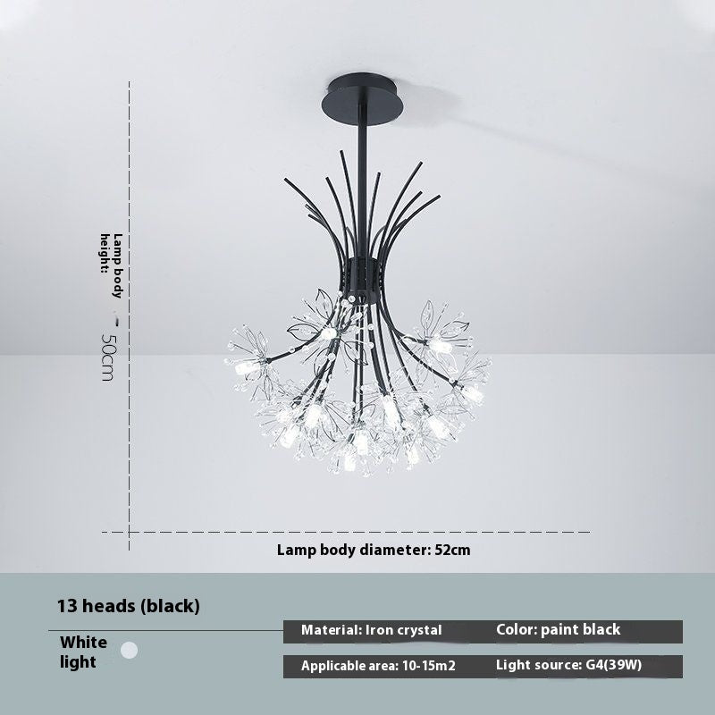 Simple Dandelion Crystal Chandelier Bedroom Lamps