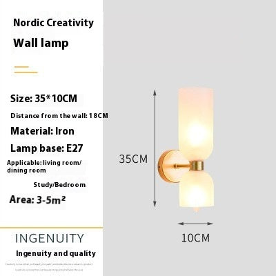 Simple Double-headed Glass Bedside Wall Lamp