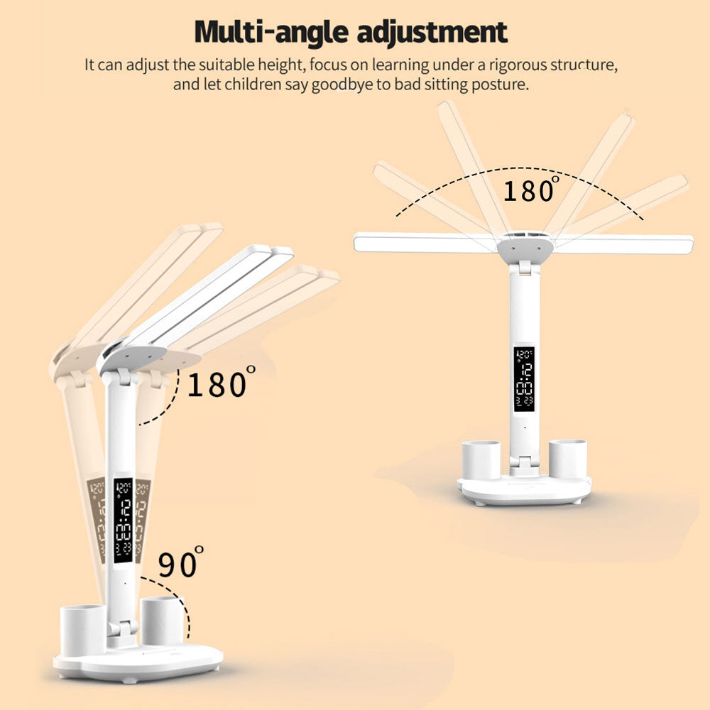 LED Desk Lamp,Multifunction Table Lamp With Calendar USB Touch Night Light With Pen Holder For Bedroom Reading Lamp