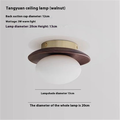 Cream Style Japanese Style Log Bedside Balcony Wall Lamp