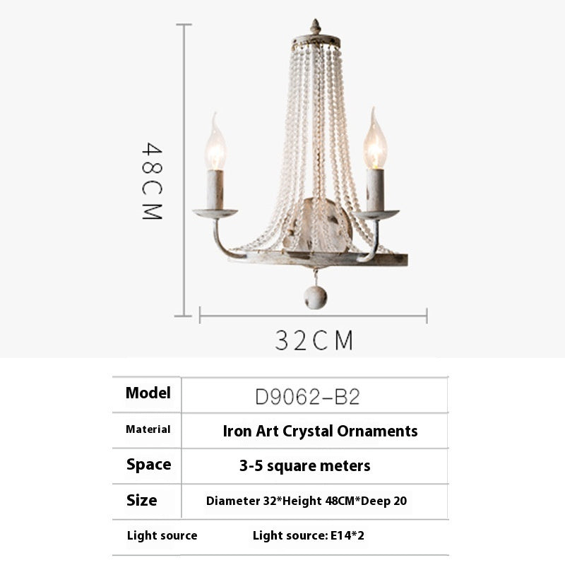 Bedroom Bedside Lamp Retro Living Room Crystal Wall Lamp