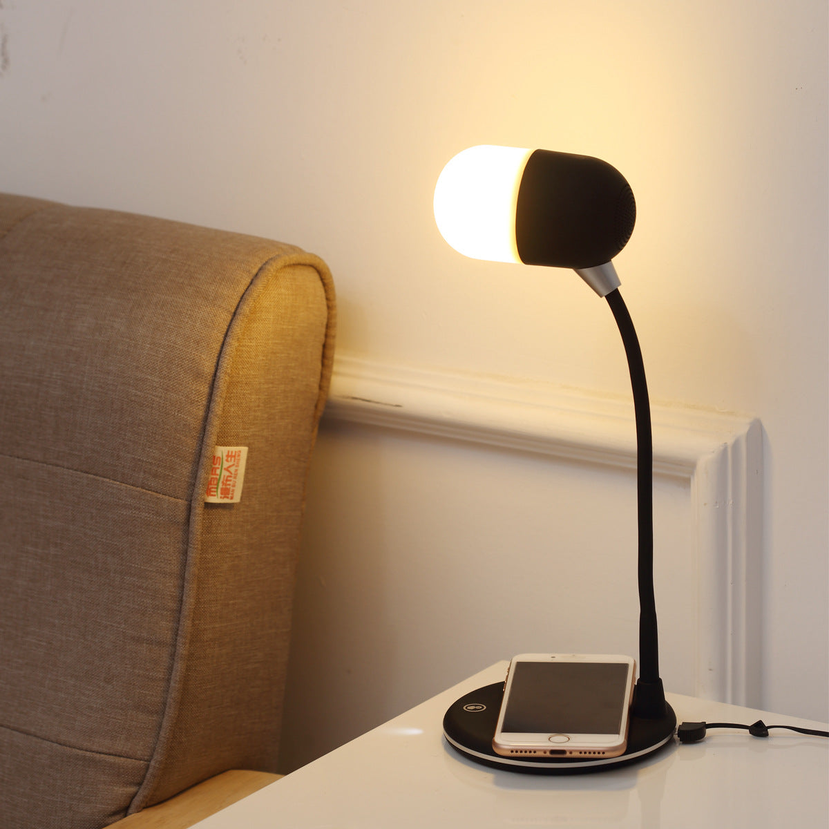 3 IN 1 Desk Lamp With Qi 5W Bluetooth  Dimmable For Bedroom