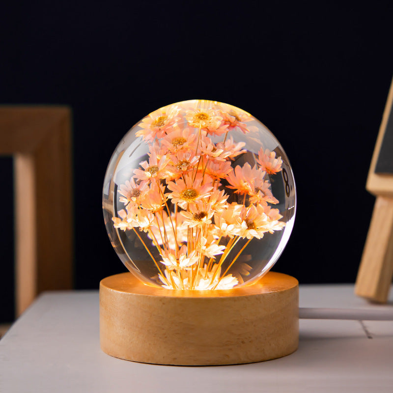 LED Night Light Flower Crystal Ball Children Night Lamp