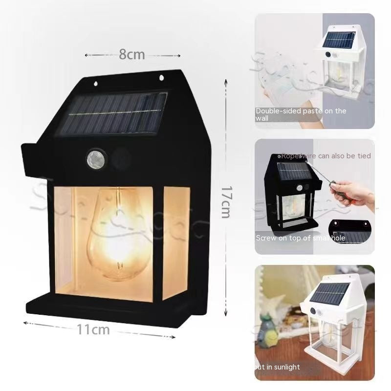 Outdoor Solar  Waterproof Tungsten Induction Garden Wall Lamp