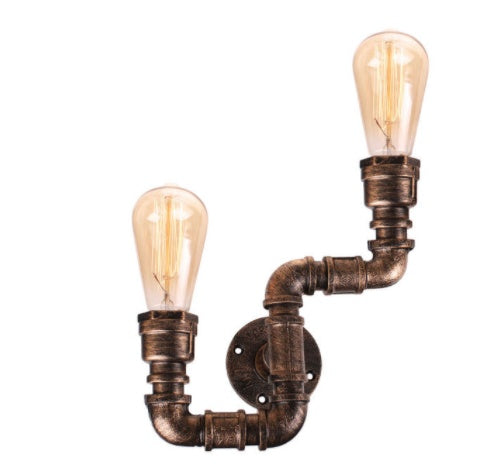 Creative Water Pipe Wall Lamp Bedroom Retro Wrought Iron