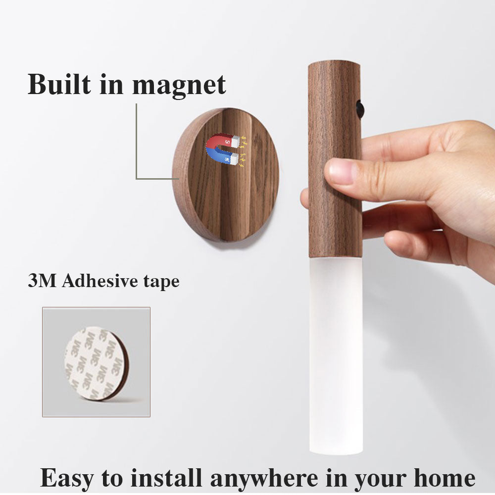 Auto LED USB Magnetic Wood Wireless Night Light Corridors